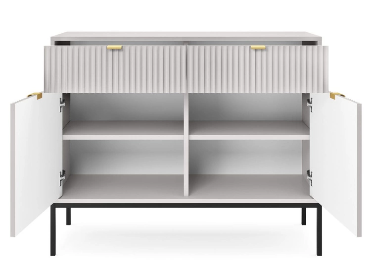 Kommode mit Türen und Schubladen Amber Grau, Schwarz Frame