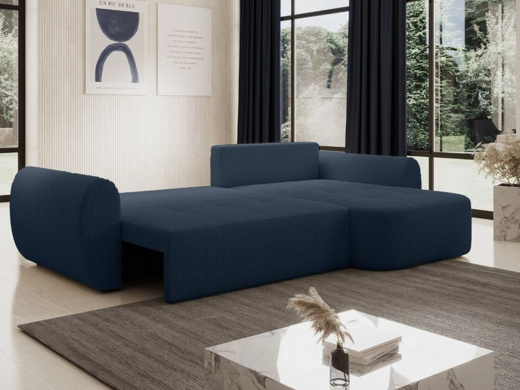 Ecksofa L-Form mit Schlaffunktion und Bettkasten Avessio Dunkelblau