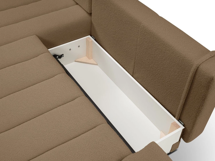 Ecksofa mit Schlaffunktion und Bettkasten Links Adoro Braun