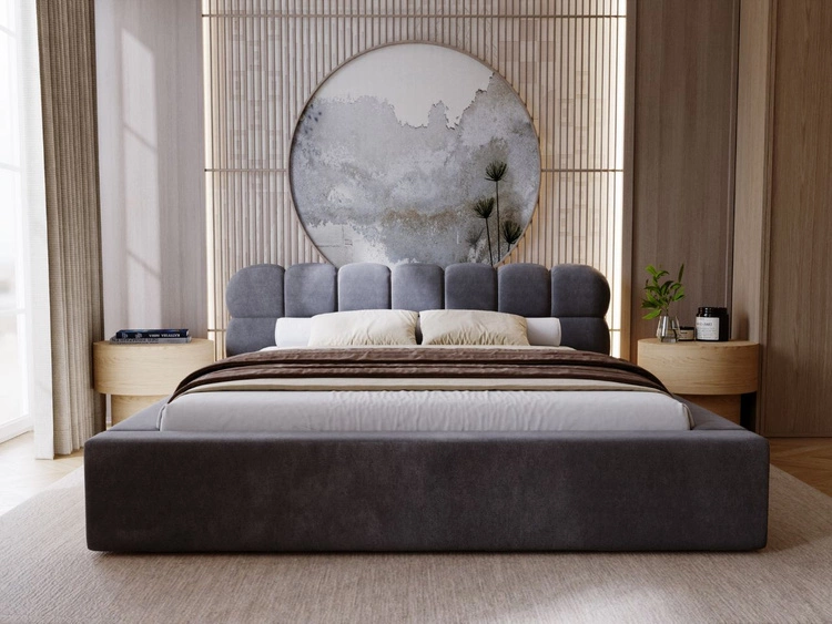 Polsterbett mit Bettkasten und Lattenrost 120x200 Plaza Dunkelgrau