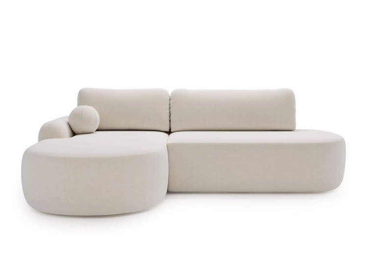 Ecksofa L-Form Links mit Schlaffunktion und Bettkasten Aurio O Weiß