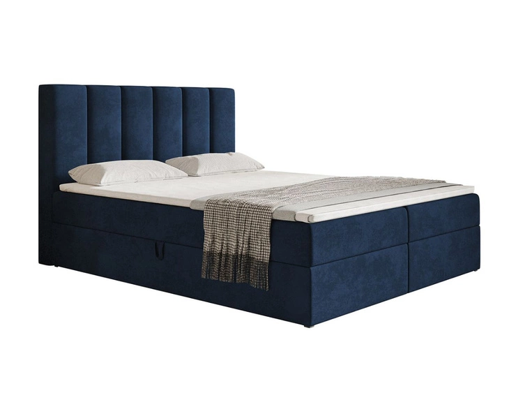 Boxspringbett mit Bettkasten 160x200 Cascada Dunkelblau