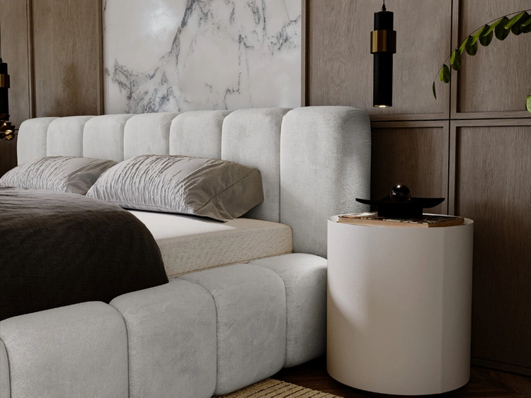 Polsterbett mit Bettkasten und Lattenrost 140x200 Ibiza Hellgrau