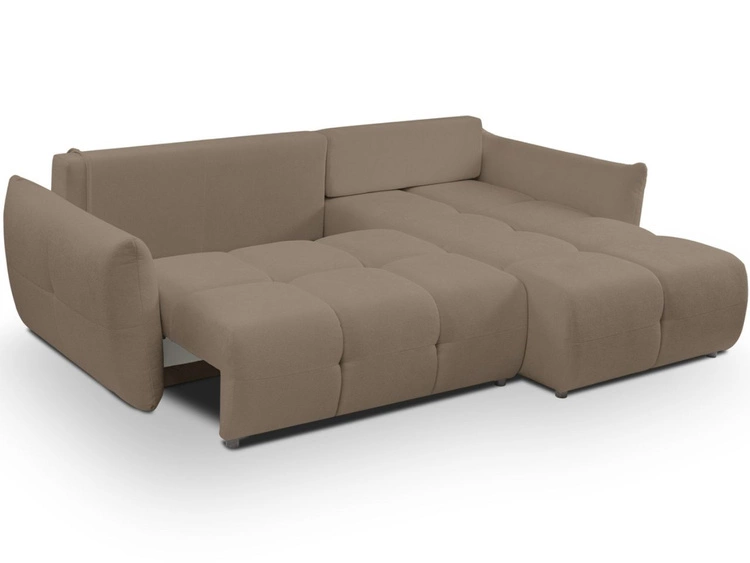 Ecksofa L-Form mit Schlaffunktion und Bettkasten Bene Braun