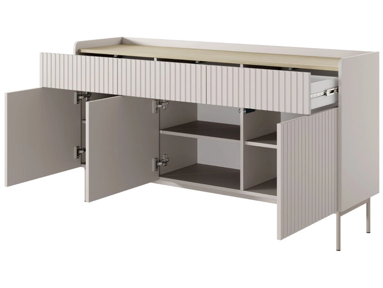 Kommode mit Türen und Schubladen Abios Beige, Scandi Eiche