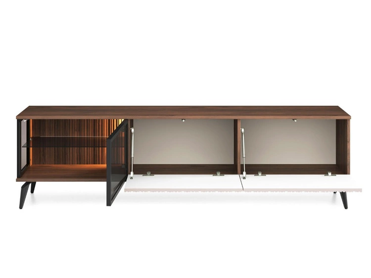 TV-Lowboard mit Türen und LED Vinni Dunkler Walnuss Cashmere