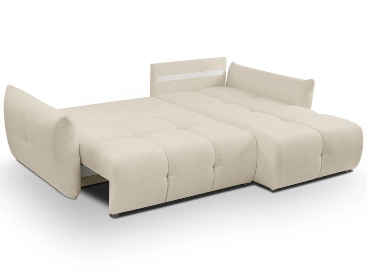 Ecksofa L-Form mit Schlaffunktion und Bettkasten Bene Beige