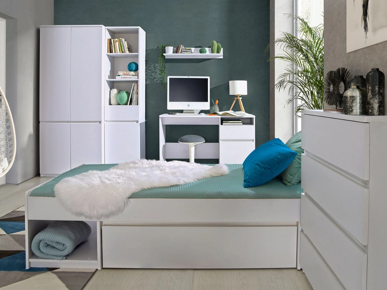 Möbel-Set für Jugendzimmer Arcadia Weiß