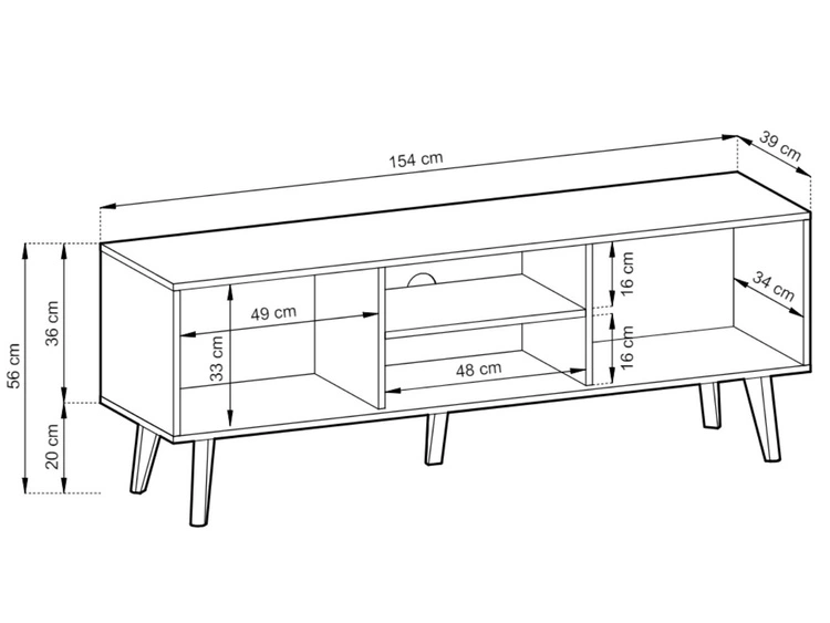 TV-Lowboard mit Türen Astro Schwarz, Artisan Eiche