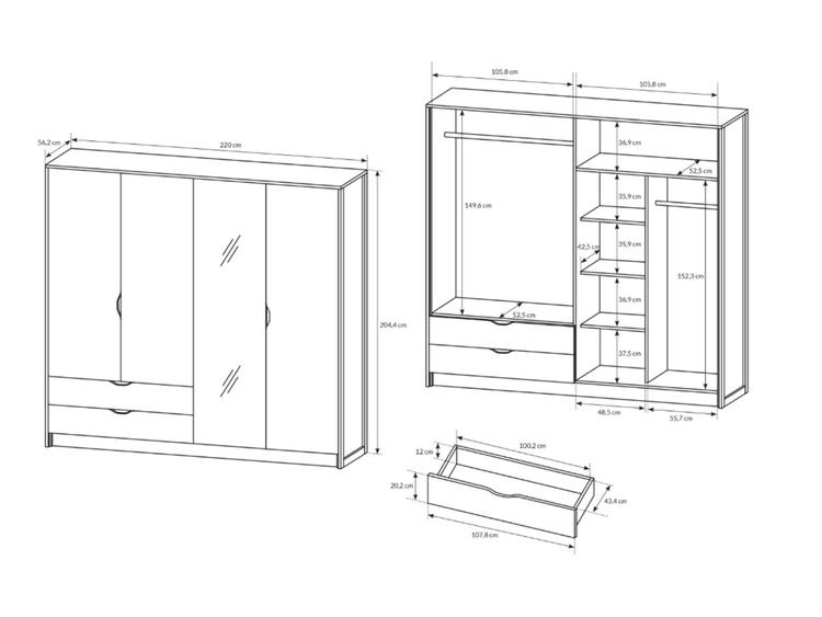 Stilvolles Denis-Schlafzimmerset Dunkelbraun, Schwarz