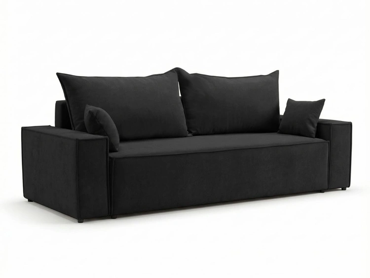 Schlafsofa mit Bettfunktion und Bettkasten Sivra Schwarz