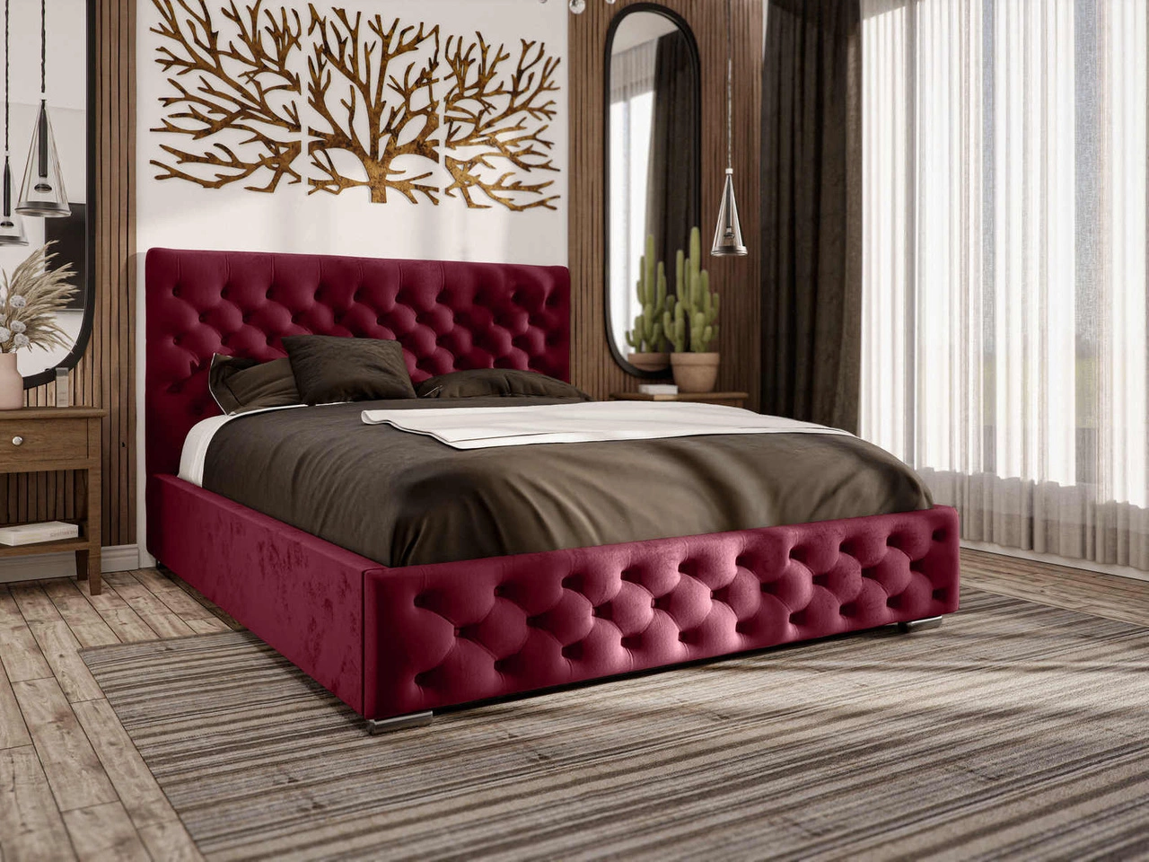 Glamour Bett Marsylia 160x200 - Rot