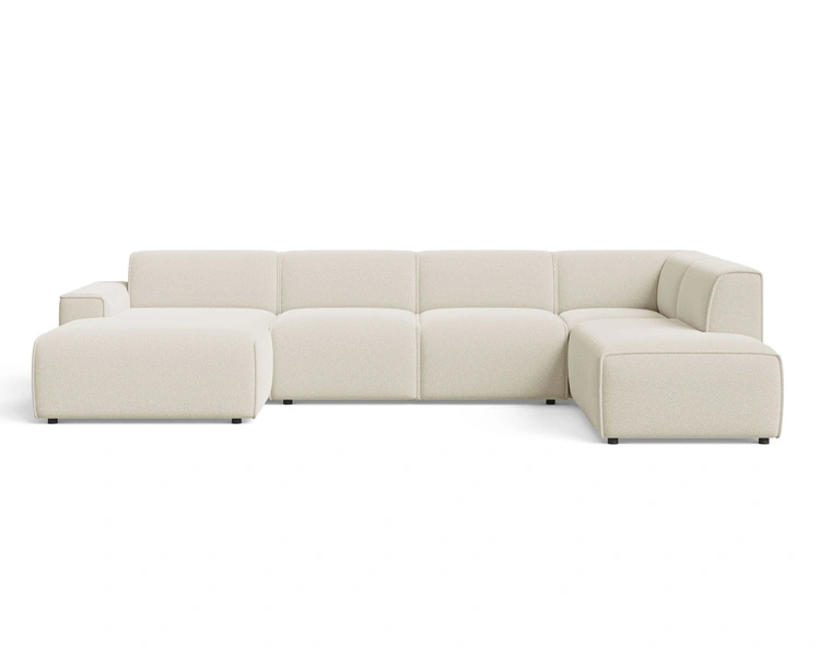 Wohnlandschaft Rechts Belluno Bouclé-Stoff Hellbeige