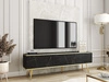 TV-Lowboard mit Türen 175 cm Diolo Schwarzer Marmor mit glatter Front auf goldenen Beinen
