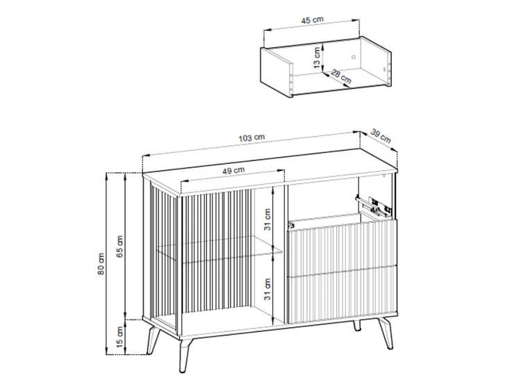 Kommode mit Türen und Schubladen Vinni Dunkler Walnuss Cashmere