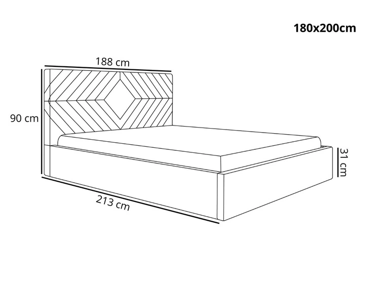 Polsterbett mit Bettkasten und Lattenrost 180x200 Loris Dunkelblau