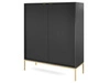 Kommode mit Türen Amber Schwarz, Gold Frame