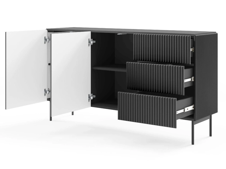 Kommode mit Türen und Schubladen 147 Qualita Schwarz