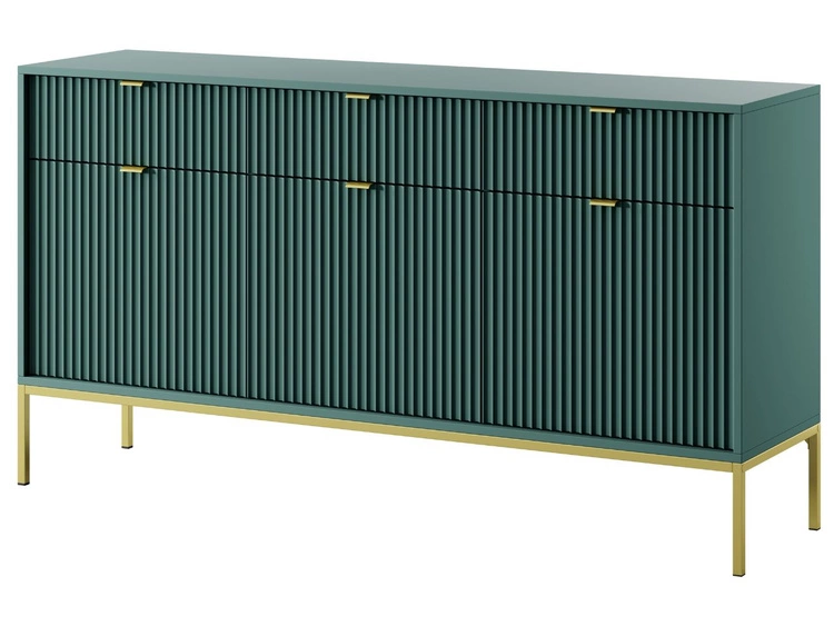 Kommode mit Türen und Schubladen Amber Grün, Gold Frame