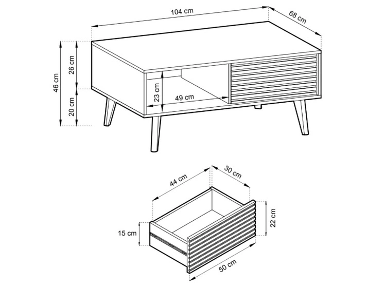 Couchtisch mit Stauraum Astro Schwarz, Artisan Eiche