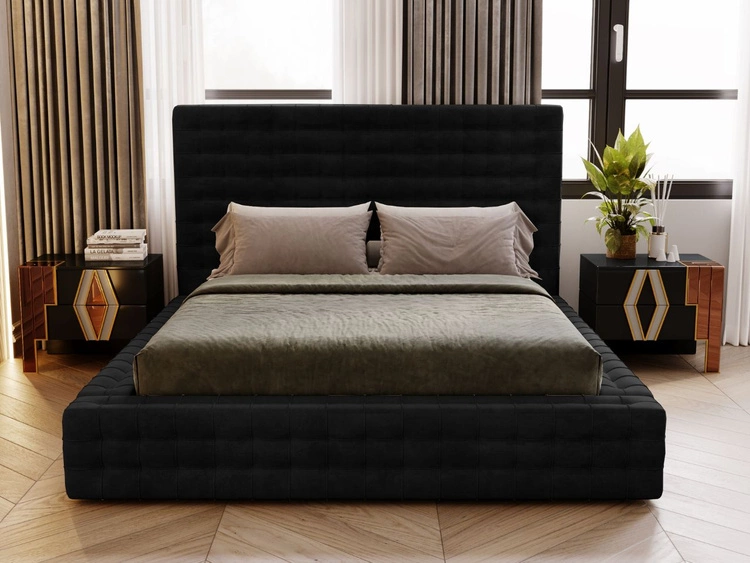 Polsterbett mit Bettkasten und Lattenrost 160x200 Barbados Schwarz