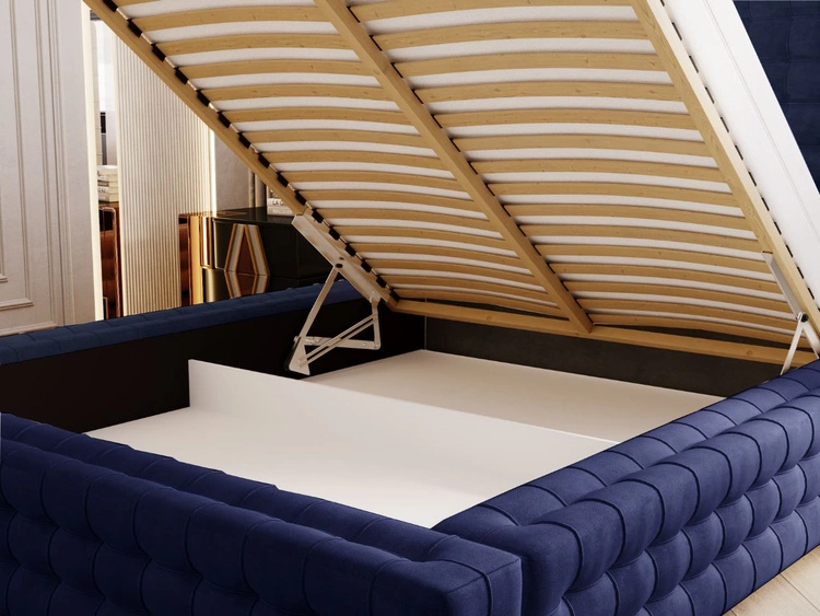 Polsterbett mit Bettkasten und Lattenrost 160x200 Barbados Blau