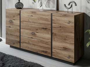 Zweitürige Kommode 158 cm mit drei Schubladen Lunelie Flagstaff-Eiche