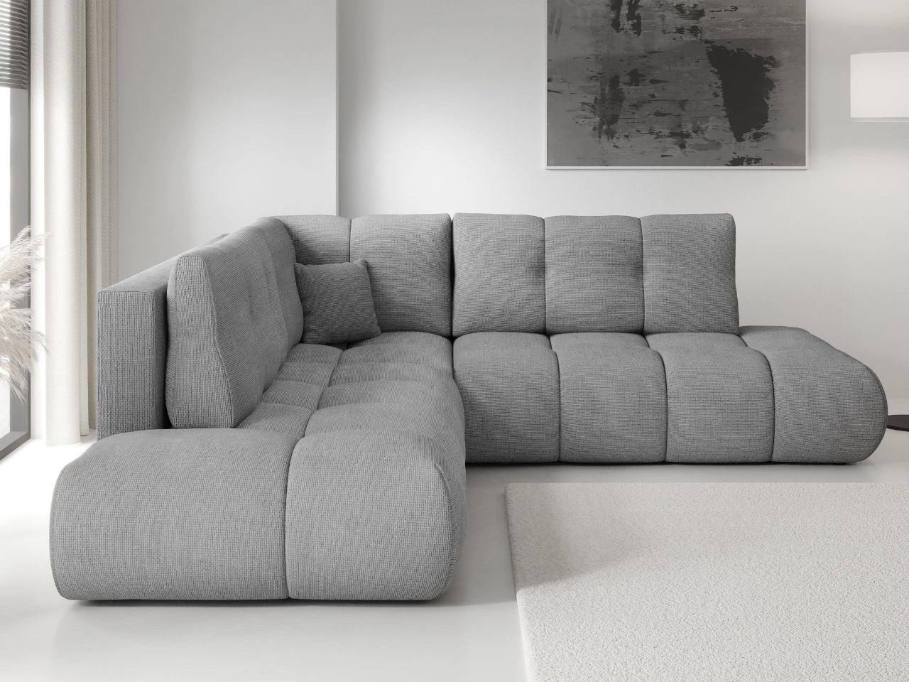 Ecksofa mit Schlaffunktion und Bettkasten Links Kair Grau