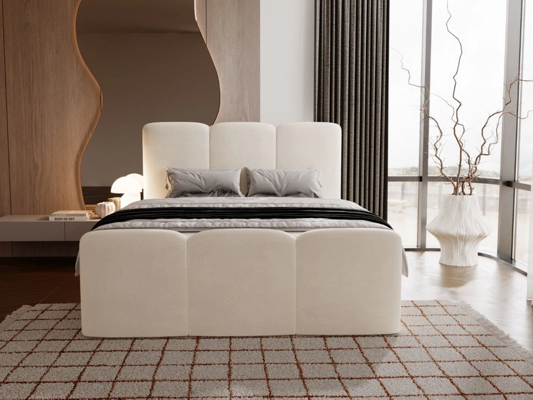 Boxspringbett mit Bettkasten 140x200 Campi Creme