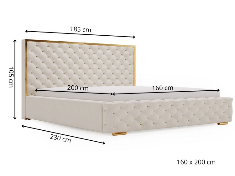 Polsterbett mit Bettkasten und Lattenrost 160x200 Wave Beige