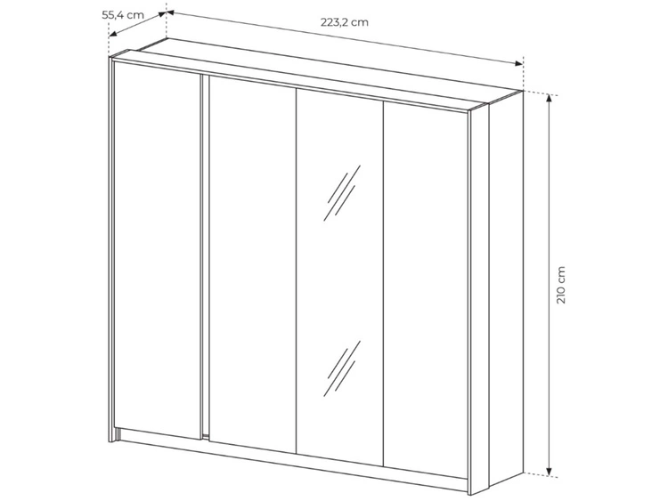 Kleiderschrank mit Spiegel Dego Beige