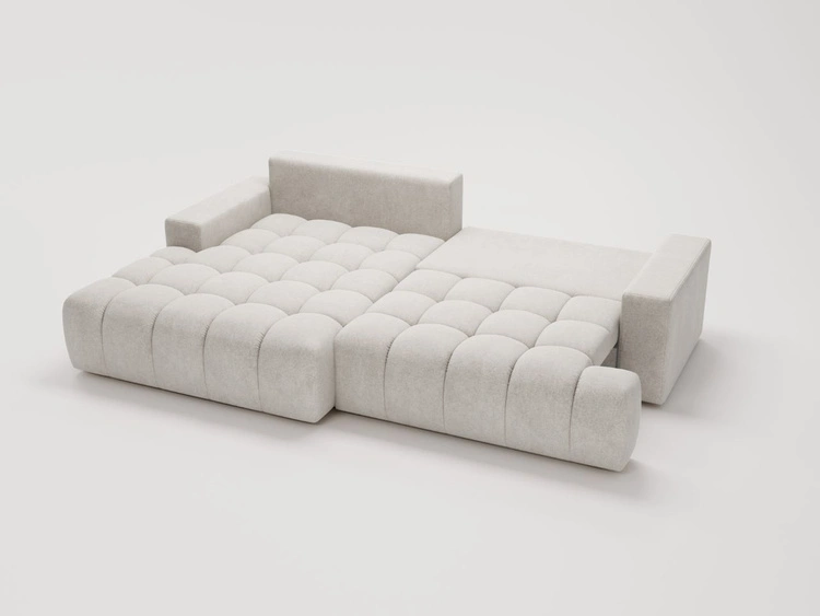 Ecksofa L-Form mit Schlaffunktion und Bettkasten Havi Links Hellgrau