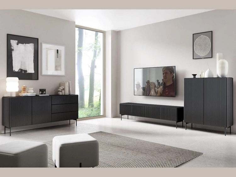 Kommode mit Türen und Schubladen 177 Qualita Schwarz