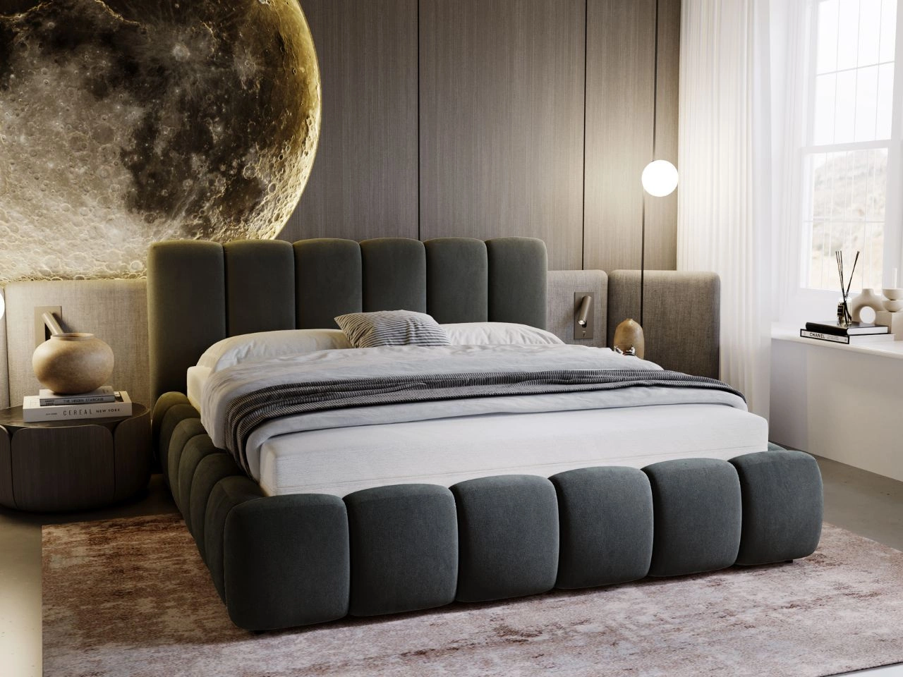 Polsterbett Ohne Bettkasten mit Lattenrost 180x200 Cloud Dunkelgrau