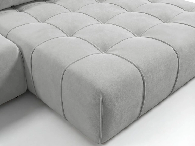 Ecksofa L-Form mit Schlaffunktion und Bettkasten Tulio Rechts Grau