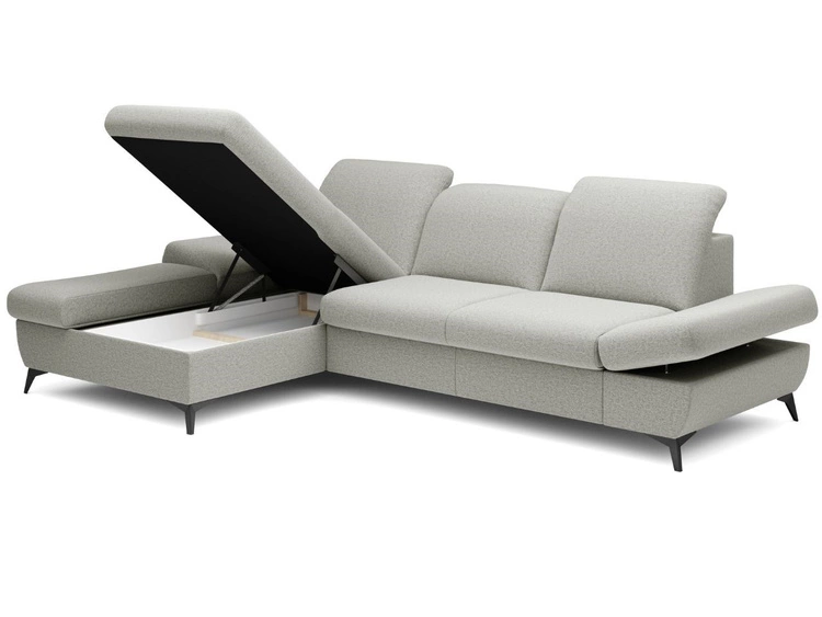 Ecksofa L-Form Links mit Schlaffunktion und Bettkasten Hannover Hellgrau