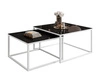 Couchtisch auf weißem Gestell mit Glasplatte Asumi Schwarz 35x41