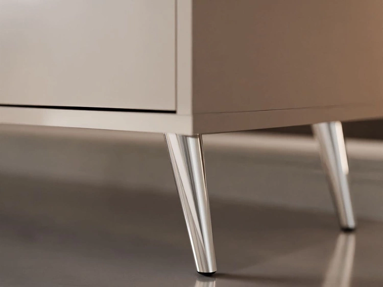 Dreitürige Kommode 154 cm Glamour-Stil auf silberfarbenen Metallbeinen Vivance Kaschmirglanz