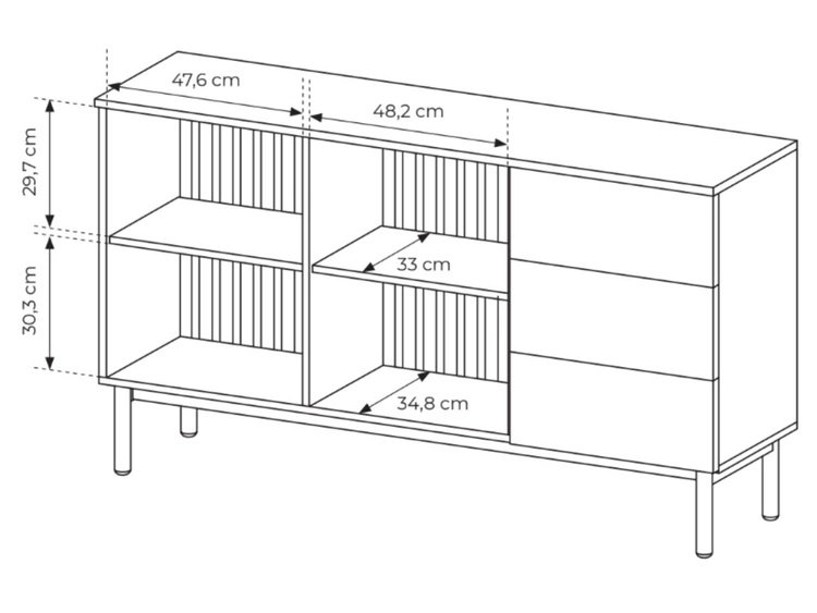 Kommode mit Türen und Schubladen 150 Loara Eich Evoke, Schwarz