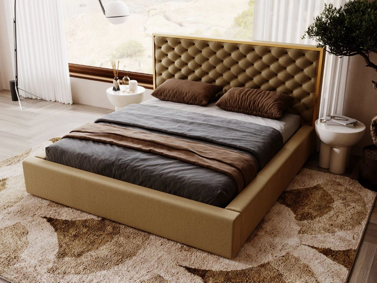 Polsterbett mit Bettkasten und Lattenrost 140x200 Bonito Braun
