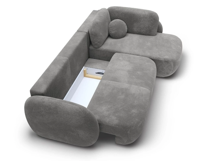 Ecksofa mit Schlaffunktion und Bettkasten Rechts Carino Grau