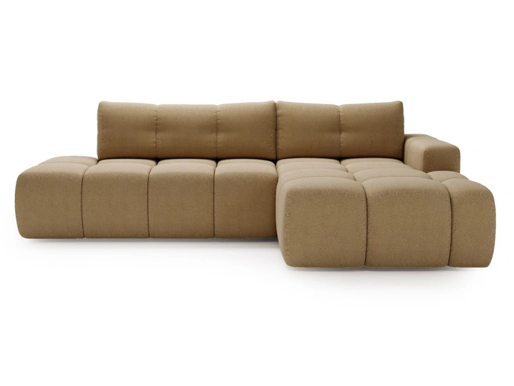 Ecksofa L-Form Rechts mit Schlaffunktion und Bettkasten Montero Hellbraun