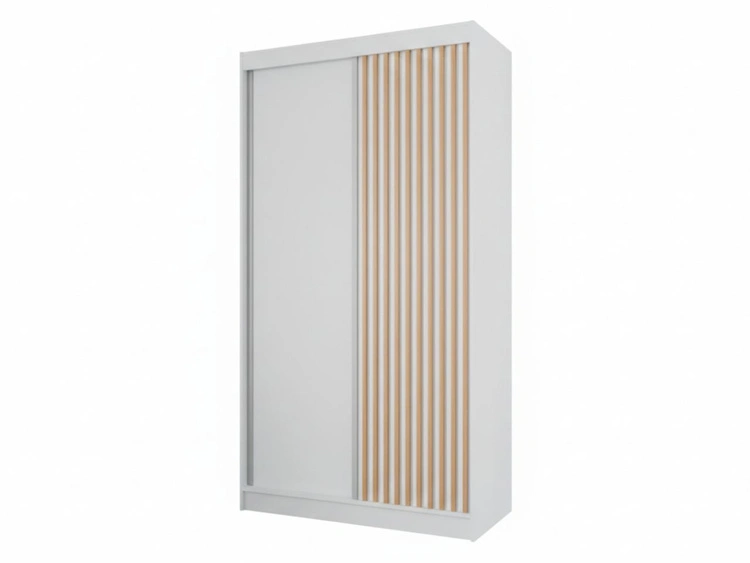 Schiebetürenschrank mit Lamellen 120 cm Loreto Weiß