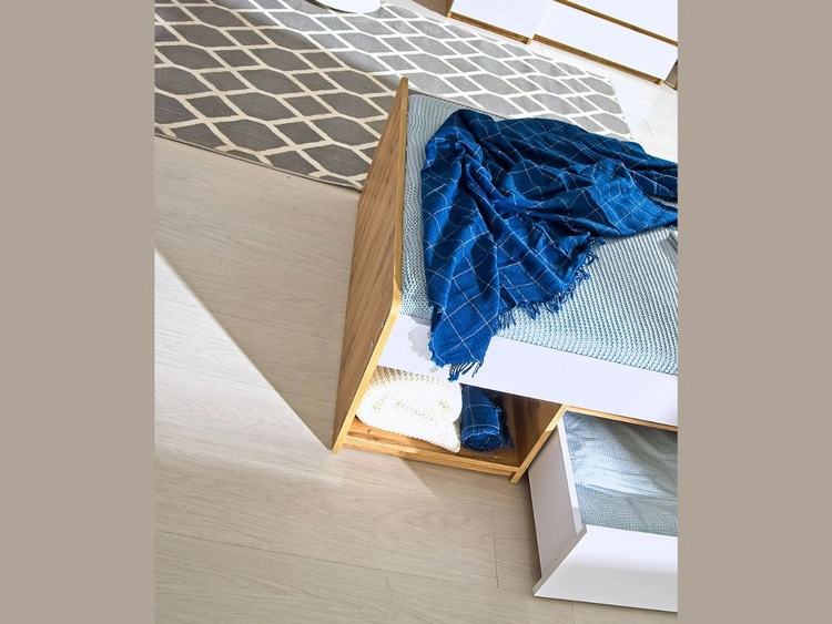 Einzelbett Arcadia Eiche Wotan, Weiß