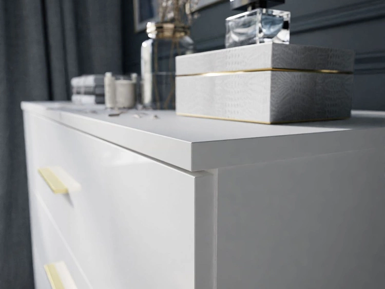 Kommode mit vier Schubladen und LED-Beleuchtung Nuveo Weiß Hochglanz