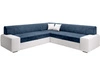 Ecksofa L-Form Links mit Schlaffunktion und Bettkasten Fresto Maxi Dunkelblau, Weiß
