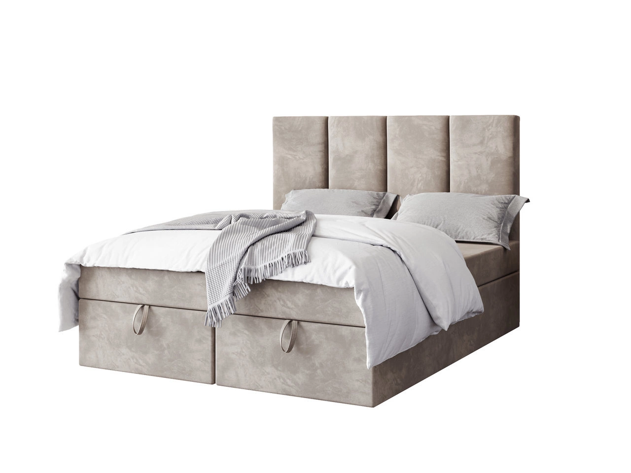 Elegant Boxspringbett mit Bettkasten 120x200 Olmo - Dunkelbeige