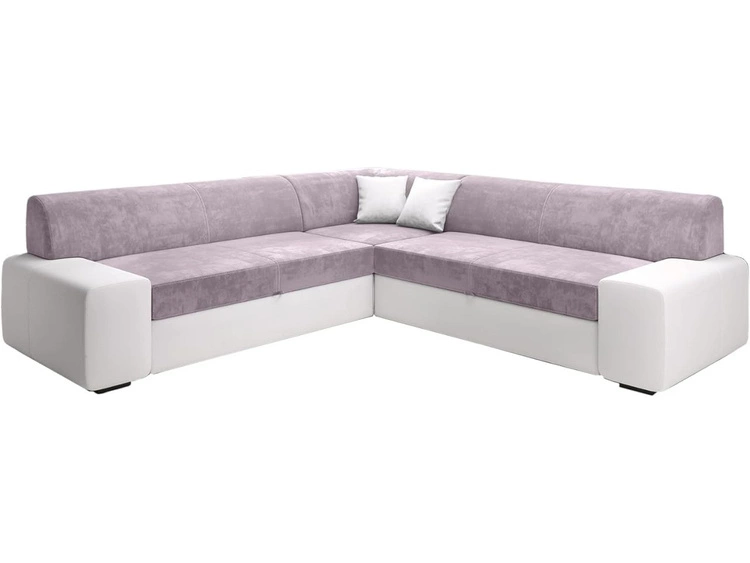 Ecksofa L-Form Rechts mit Schlaffunktion und Bettkasten Fresto Maxi Rosa, Weiß