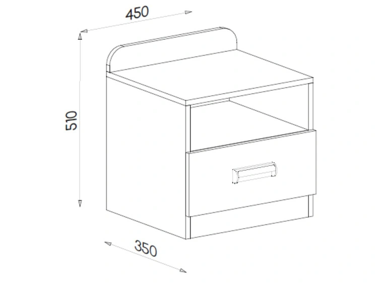 Nachttisch mit Schublade für ein Teenagerzimmer Lindo Weiß, Nash Eiche