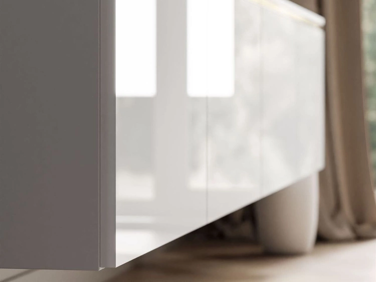 TV-Schrank zum Hängen im Glamour-Stil mit LED-Beleuchtung Celle Weiß Hochglanz